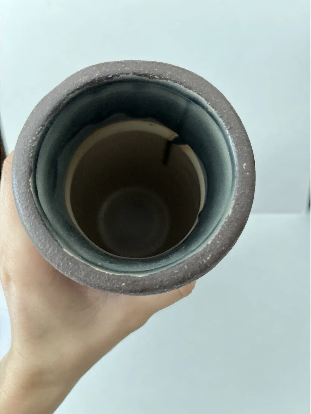 Vase 16 In Tall Raised Lettering “Happiness Is A Way Of Life” Jar Pottery Grey